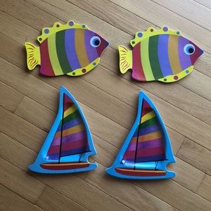 LOT 4 Fish Sailboat colorful small plates indoor outdoor beach nautical ocean